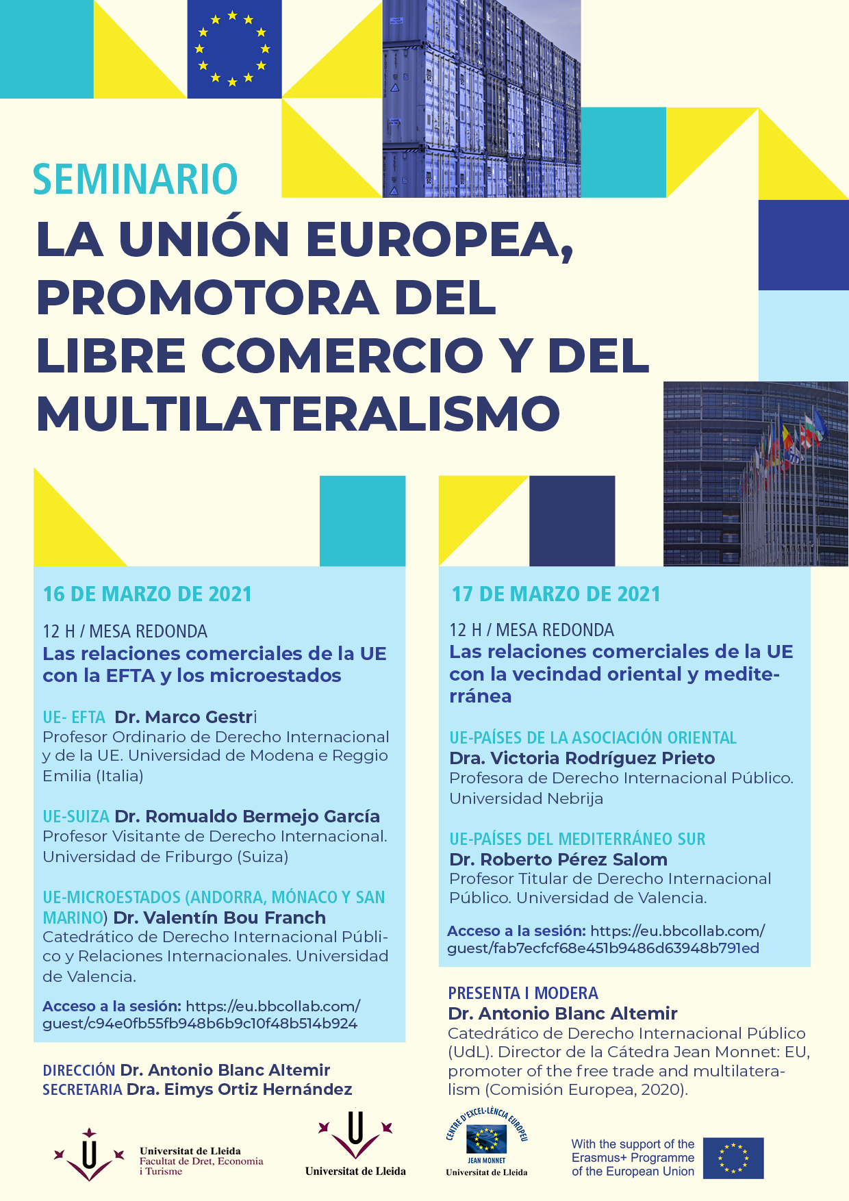 Seminario Jean Monnet: UE, promotora del libre comercio y del multilateralismo